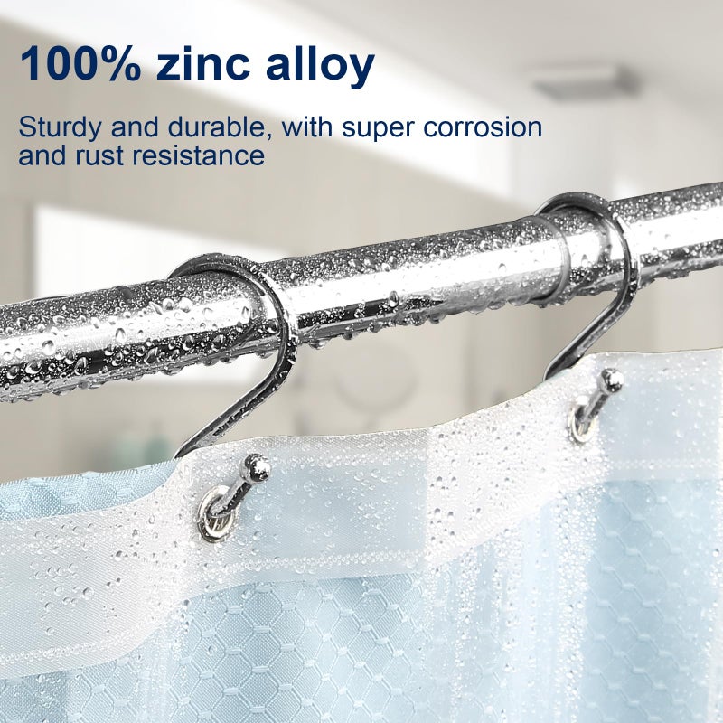 Gidse Metal Shower Curtain Hooks  Set of 12  Rust Proof Shower Curtain Hooks Rings  Durable S Shaped Hooks Hangers for Shower Curtains  Kitchen Utensils  Clothes  Towels (Chrome) - Image 2